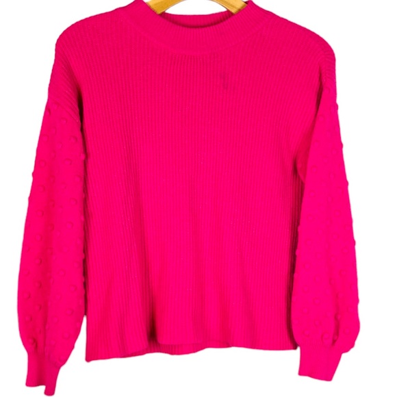 Vince Camuto Women's Bobble Stitch Sleeve Pullover Sweater in Aurora Pink - Picture 2 of 8